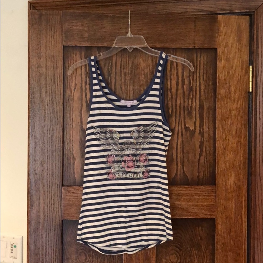 Blue-white striped tank top